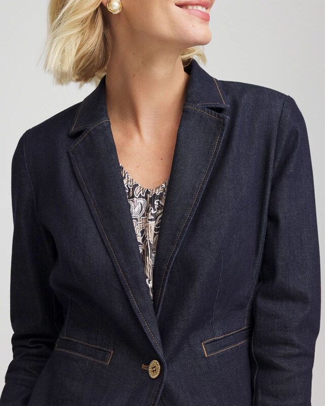 Denim Peplum Blazer - image 4